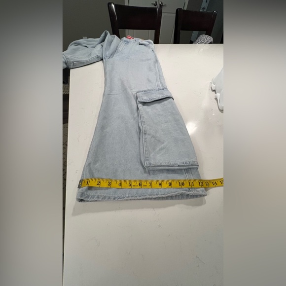 REDBAT Light Blue Women's Slouchy High-Rise Jean Cargo Pants size W12 - Picture 5 of 14